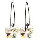 2014 Summer New Design Butterfly Shape Clear Yellow Austrian Crystal Earrings With Long Hook