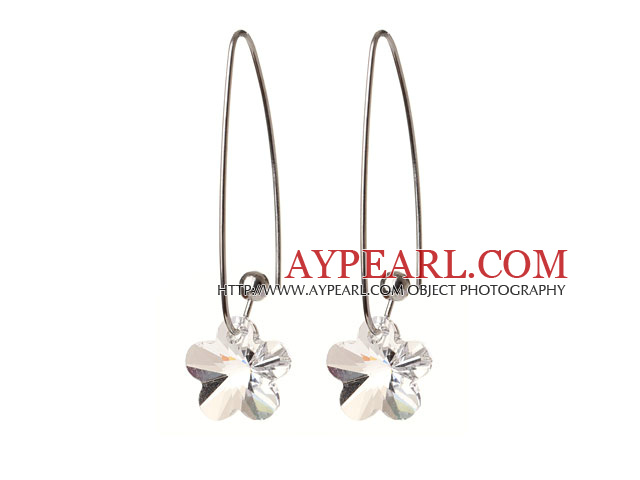 2014 Summer New Design Wintersweet Flower Shape Clear Austrian Crystal Earrings With Long Hook
