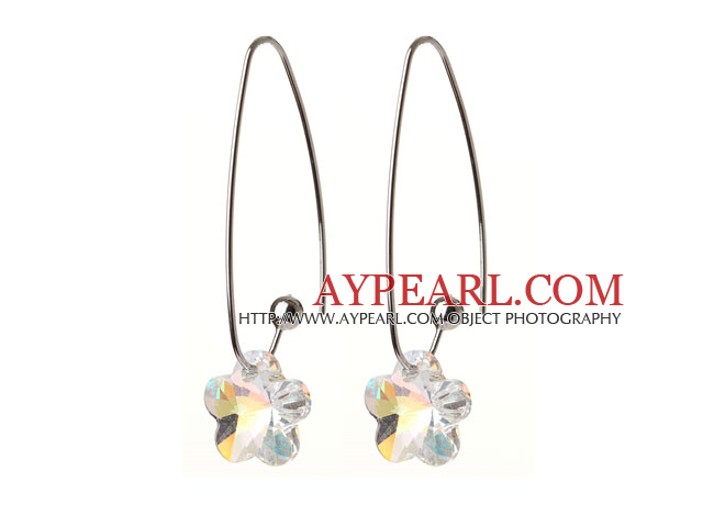 2014 Summer New Design Wintersweet Flower Shape AB Color Austrian Crystal Earrings With Long Hook