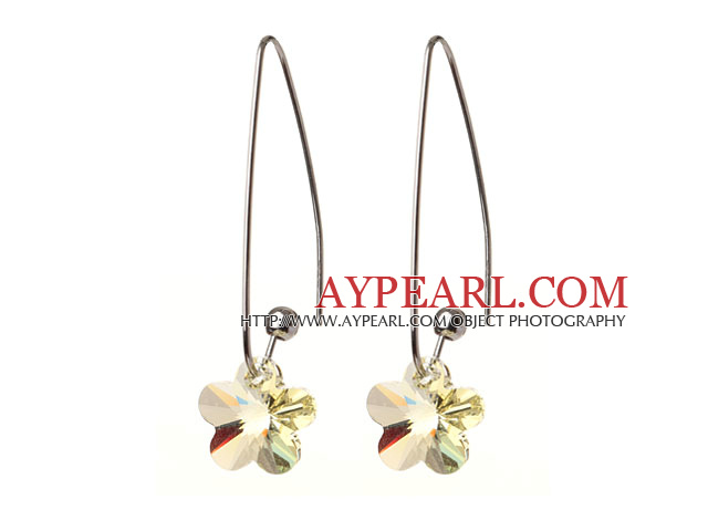 Καλοκαίρι 2014 New Design Small Wintersweet λουλούδι σχήμα Clear Yellow Αυστριακή κρυστάλλινα σκουλαρίκια με Long Hook