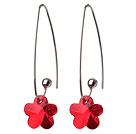 2014 Summer New Design Small Wintersweet Flower Shape Clear Red Austrian Crystal Earrings With Long Hook