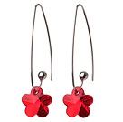 Wholesale 2014 Summer New Design Small Wintersweet Flower Shape Clear Red Austrian Crystal Earrings With Long Hook