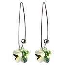 2014 Summer New Design Small Wintersweet Flower Shape Clear Green Austrian Crystal Earrings With Long Hook