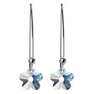 2014 Summer New Design Small Wintersweet Flower Shape Celar Blue Austrian Crystal Earrings With Long Hook