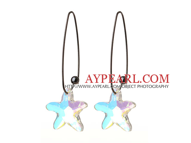 2014 Summer New Design Sea Star Shape AB Color Austrian Crystal Earrings With Long Hook