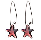 2014 Summer New Design Sea Star Shape Wine Red Austrian Crystal Earrings With Long Hook