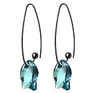 2014 Summer New Design Cute Fish Shape Clear Blue Austrian Crystal Earrings With Long Hook