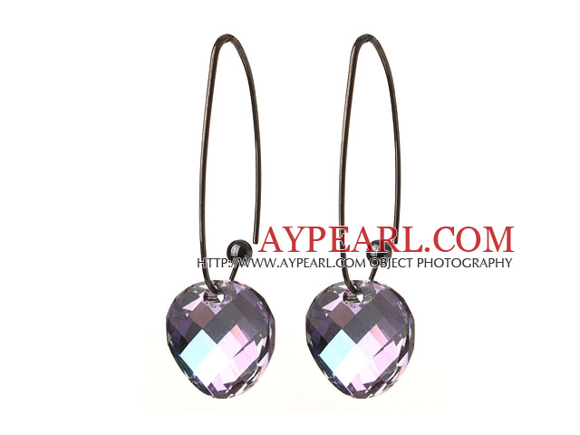 2014 Summer Design Potato Chips Shape Purple Austrian Crystal Earrings With Long Hook