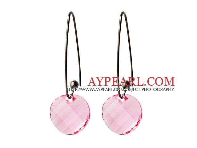 2014 Summer Design Potato Chips Shape Clear Pink Austrian Crystal Earrings With Long Hook
