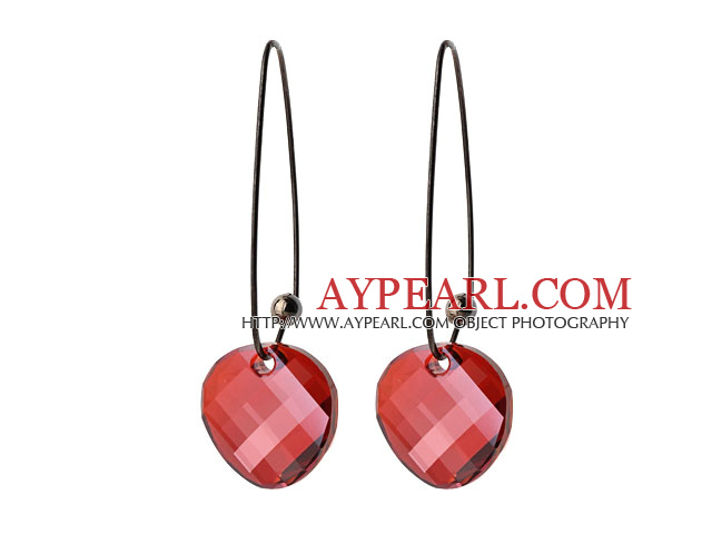 2014 Summer Design Potato Chips Shape Red Austrian Crystal Earrings With Long Hook