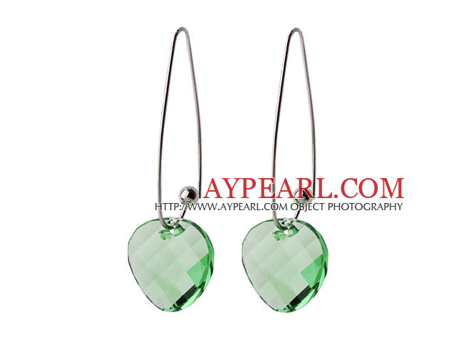 2014 Summer Design Potato Chips Shape Clear Green Austrian Crystal Earrings With Long Hook