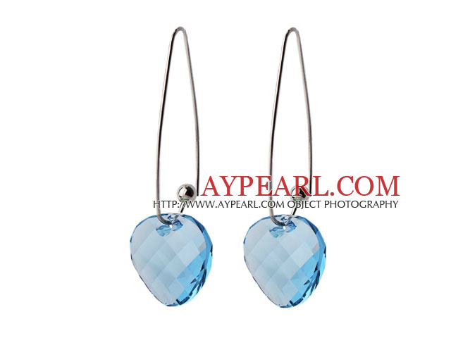 2014 Summer Design Potato Chips Shape Clear Blue Austrian Crystal Earrings With Long Hook