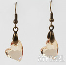 Vintage Style Heart Shape Champagne Austrian Crystal Earrings