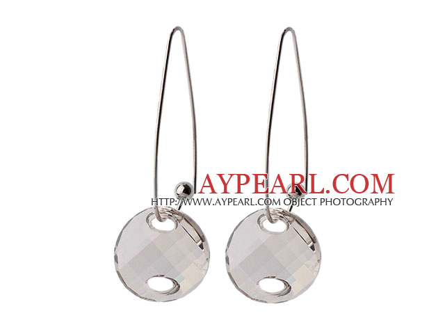 2014 Summer Design Potato Chips Shape Clear Gray Austrian Crystal Earrings With Long Hook