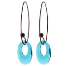 2014 Summer Design Annulus Shape Clear Blue Austrian Crystal Earrings With Long Hook