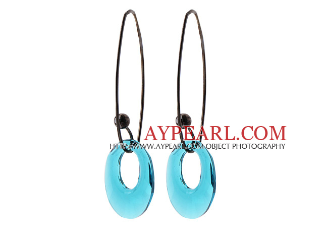 2014 Summer conception Annulus forme boucles d'oreille cristal autrichien bleu clair avec crochet long