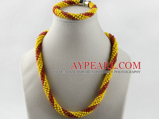rouge et jaune tchèque bracelet collier en cristal serti de fermoir magnétique