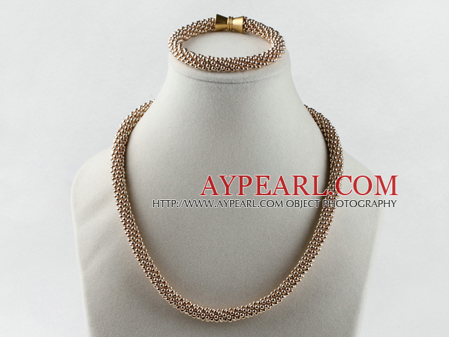 Gold plated necklace bracelet set with magnetic clasp Позолоченный браслет ожерелье с магнитной застежкой