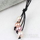 Simplă stilul natural alb roz violet colier de perle de apa dulce cu fir negru