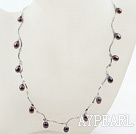 Ny design Svart Freshwater Pearl Halsband med metallkedja