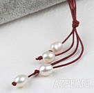 Wholesale Simple Style Natural White Freshwater Pearl Necklace with Red Thread