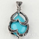 vintage style engraved alloy jewelry red oval immitation gemstone pendant 