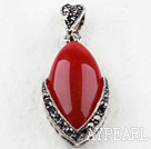 vintage-like engraved alloy jewelry black oval immitation gemstone pendant with rhinestone