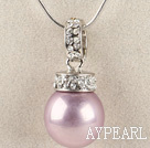 noble violet16mm sea shell bead pendant necklace with shinning crystal rhinestone