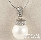 blanc pur de la mer bourrelet 16mm shell collier pendentif de strass cristal brille