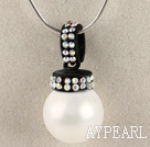 blanc perle de la mer shell 16mm collier pendentif de strass colorés shinning