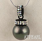 balck mer bourrelet 16mm shell collier pendentif de strass colorés shinning