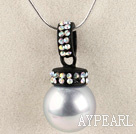 silbergrau 16mm Muschel Perlen Halskette mit bunten Strass shinning