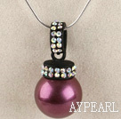 lila 16mm snäckskal pärla hängande halsband med skinande färgglada rhinestone