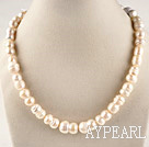 charmante 15,7 pouces 12 * 18mm forme d'arachide naturel de couleur collier de perles blanches