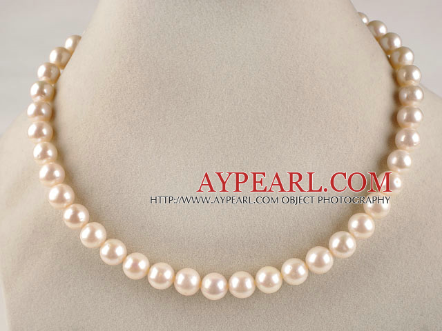 dazzling A grade 16.5inches 10-11mm white round pearl necklace