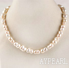 charming 15.7  inches 10*14mm peanut shape natural white color  pearl necklace