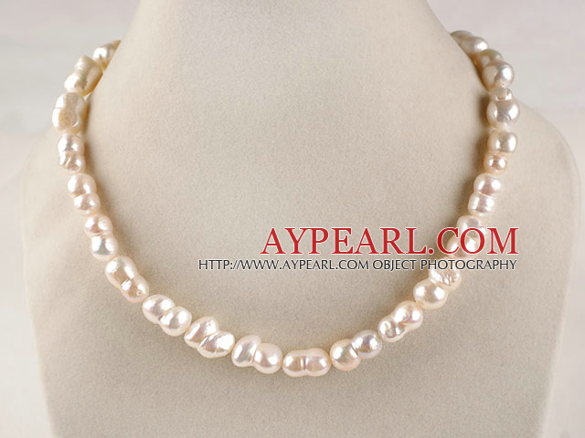 charming 15.7  inches 10*14mm peanut shape natural white color  pearl necklace