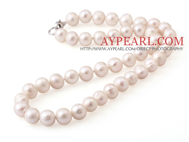 wonderful 15.7  inches 8-9mm natural white color round pearl necklace