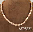 15.7  inches 8*13mm peanut shape natural pink color  pearl necklace