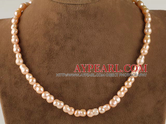 15.7  inches 8*13mm peanut shape natural pink color  pearl necklace