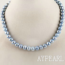 15.7 inches 9-10mm dyed blue round pearl necklace