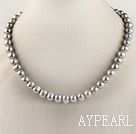 admirably 15.7 inches 8-9mm dyed gray round pearl necklace