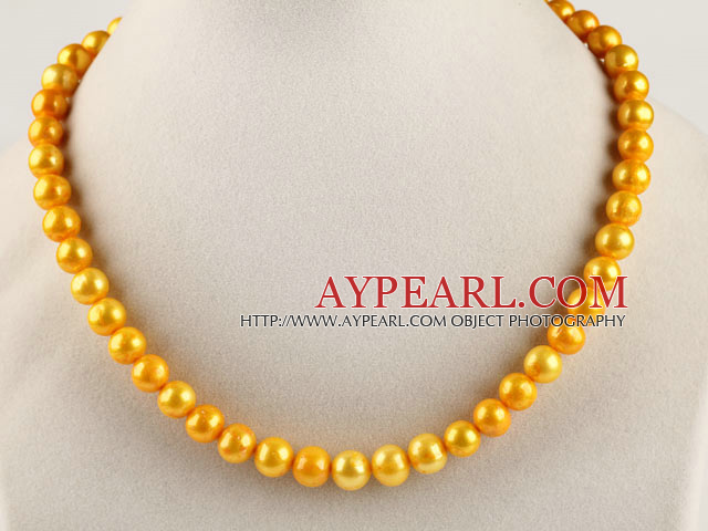 dyed yellow 15.7 inches 9-10mm pearl necklace