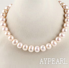 good luster 16.5 inches 12-13mm natural white color round pearl necklace