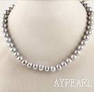 admirably 15.7 inches 9-10mm gray round pearl necklace