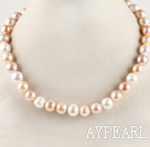 favourite 16.5  inches 11-12mm natural colors round pearl necklace