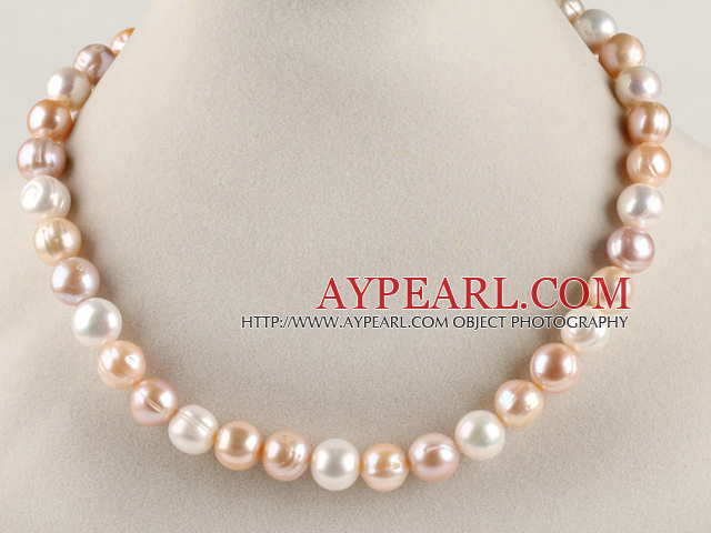 favourite 16.5  inches 11-12mm natural colors round pearl necklace