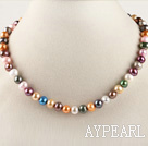 exquise 15,7 pouces 7-8mm teints d'eau douce collier de perles de couleur multi