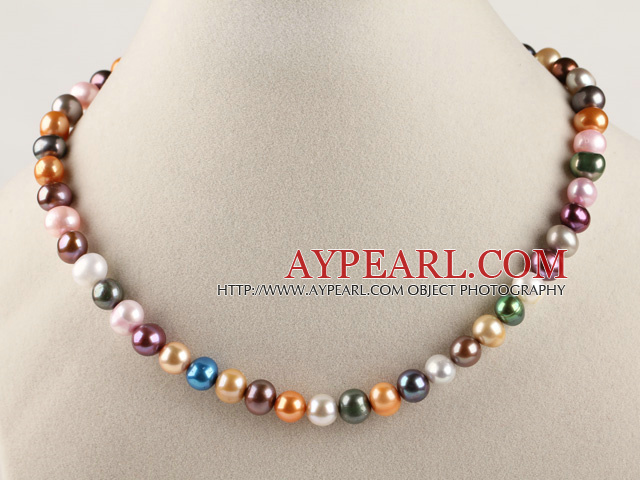 exquisite  15.7 inches 7-8mm dyed fresh water multi color pearl necklace