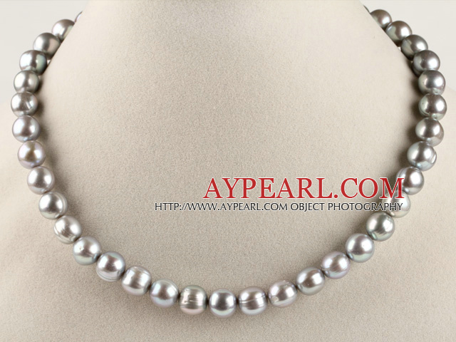 admirably 15.7 inches 10-11mm gray round pearl necklace